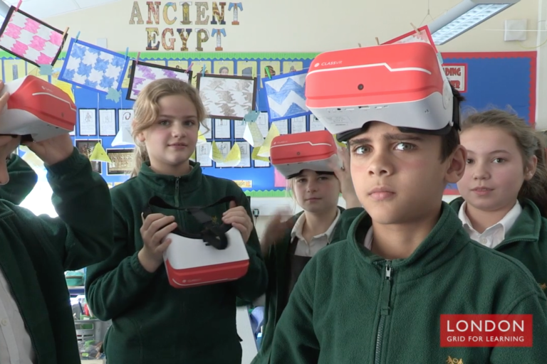 Children using VR headset for Ancient Egypt Lesson