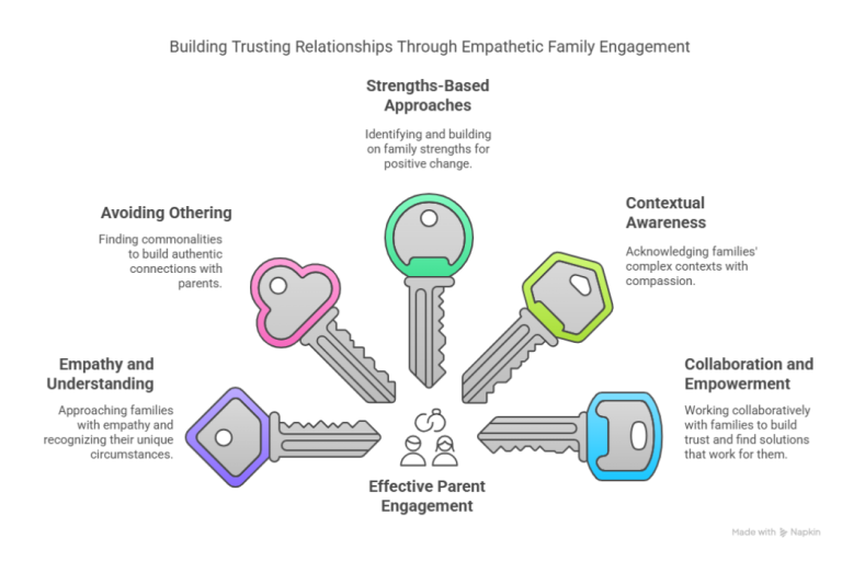 image summarising some elements of empathetic family engagement