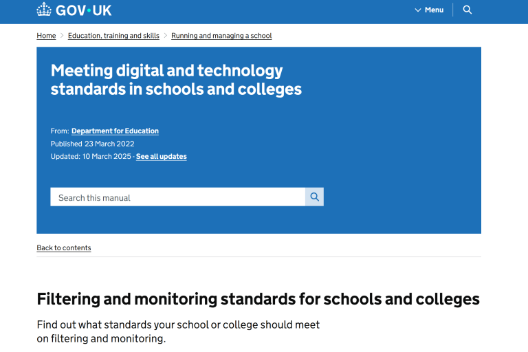 Meeting Digital and Technology standards in schools and colleges 