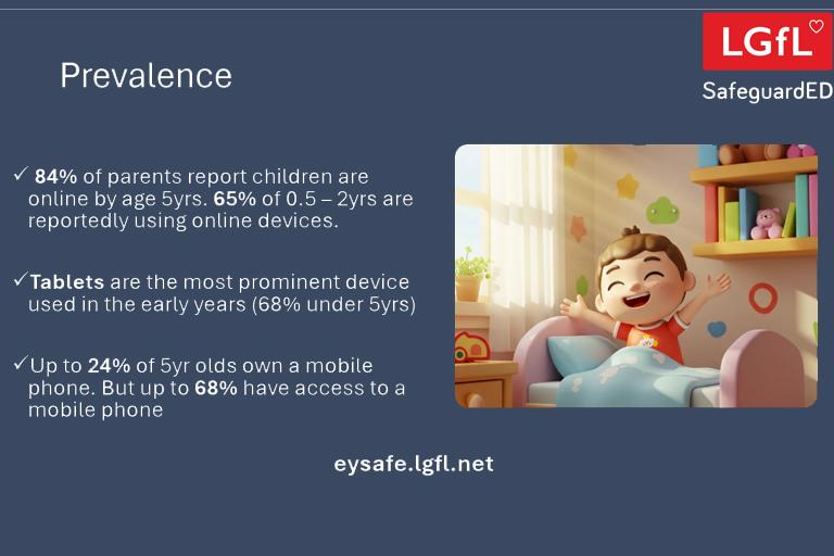 Slide showing internet use of 0-5 year olds