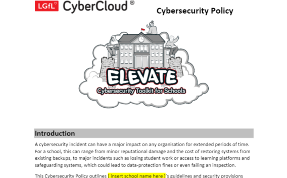 Screenshot of Elevate Cybersecurity Toolkit for Schools