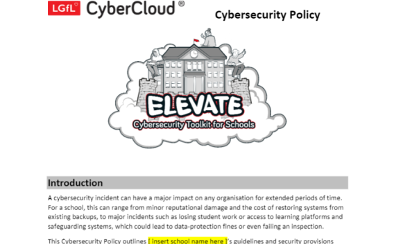 Screenshot of Elevate Cyber Security Toolkit for Schools