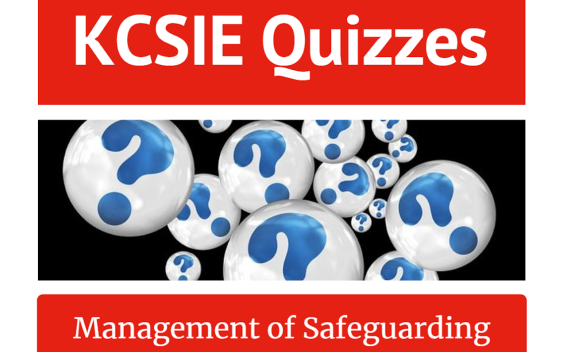 Image of question marks and text reading KCSIE Quizzes