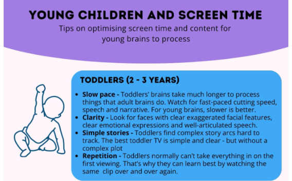 Screenshot of the guide with tips for digital conten for babies