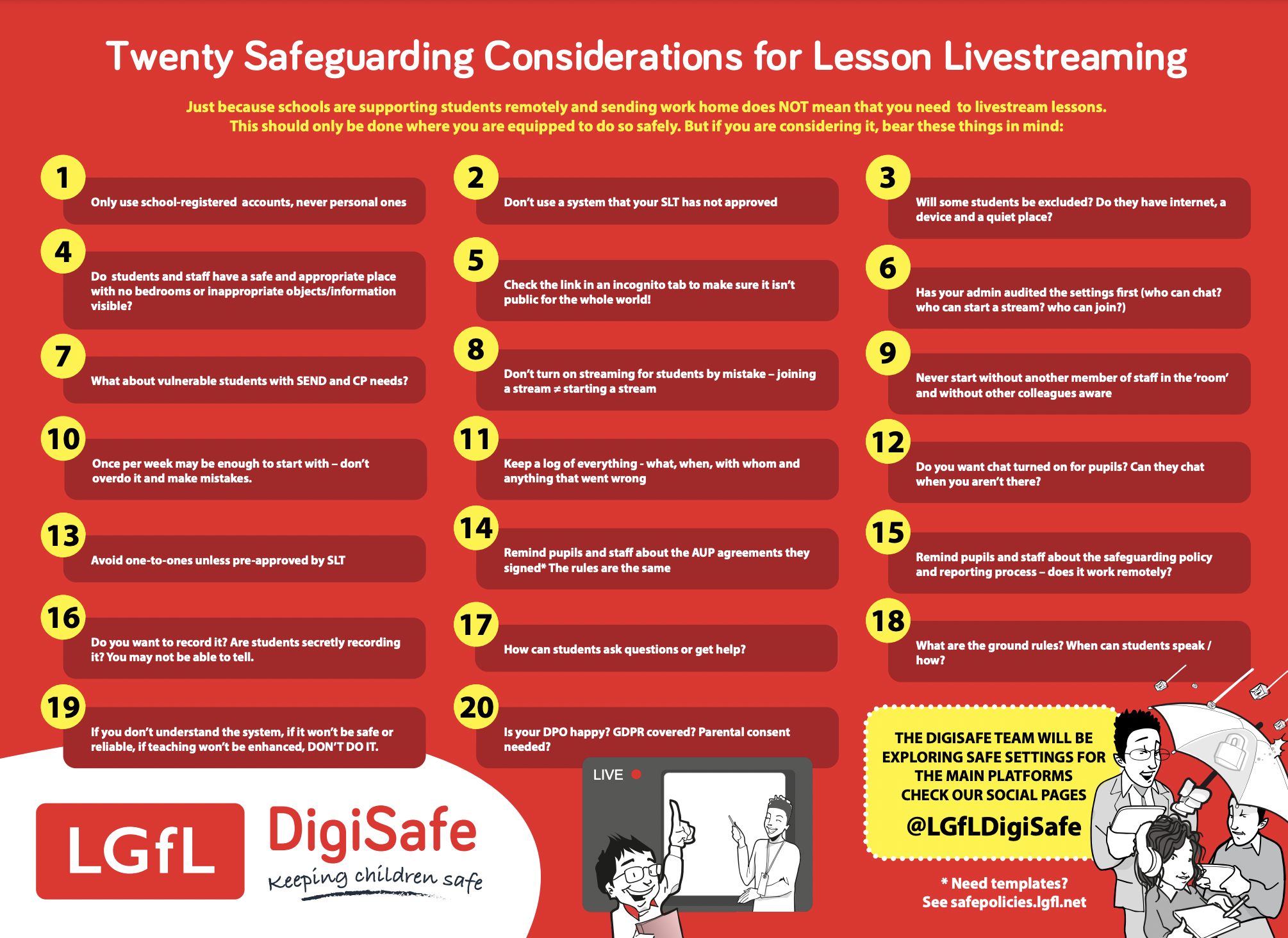 Twenty Safeguarding Considerations for Lesson Livestreaming