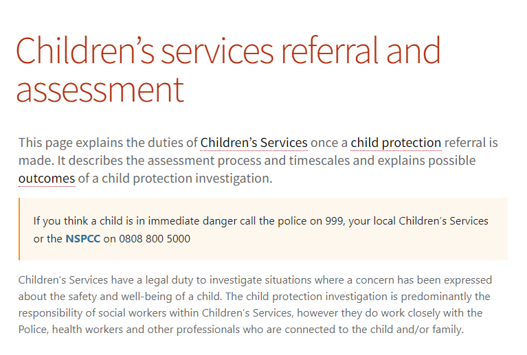 Children's services referral and assessment
