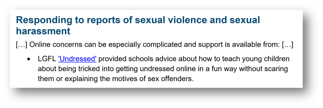 Responding to reports of Sexual Violence and Sexual Harassment KCSIE