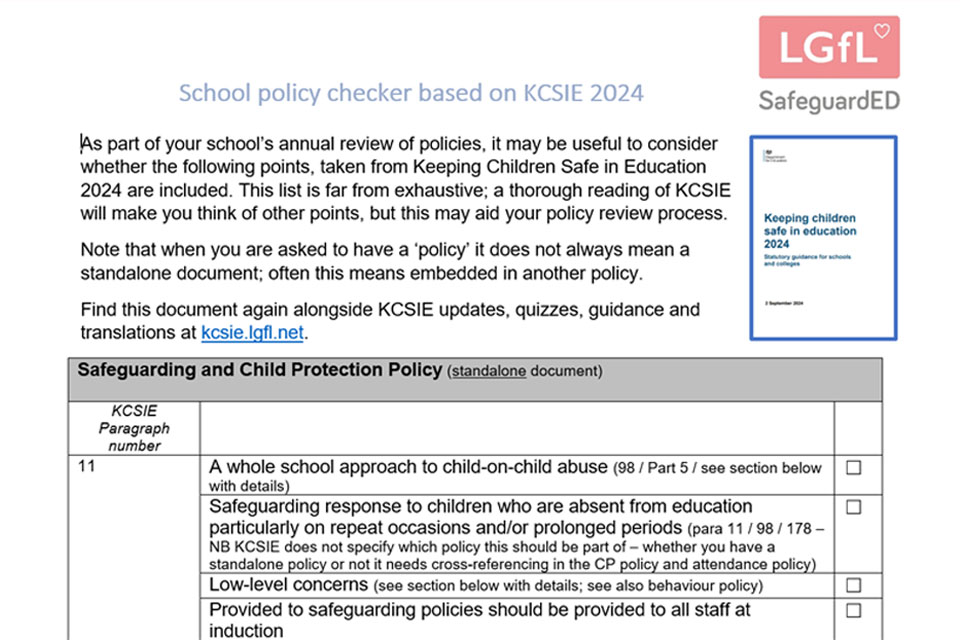 KCSIE 2024 Policy Checking Tool