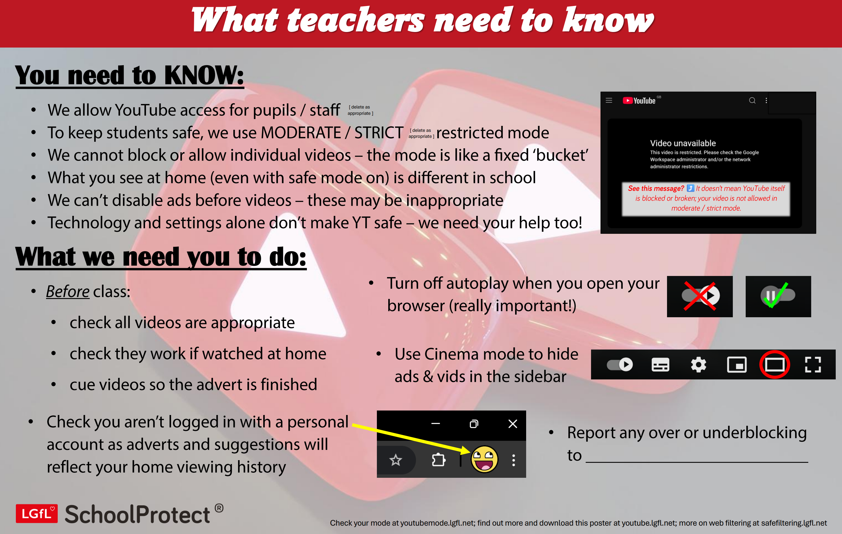 YouTube guidance for all staff in the classroom