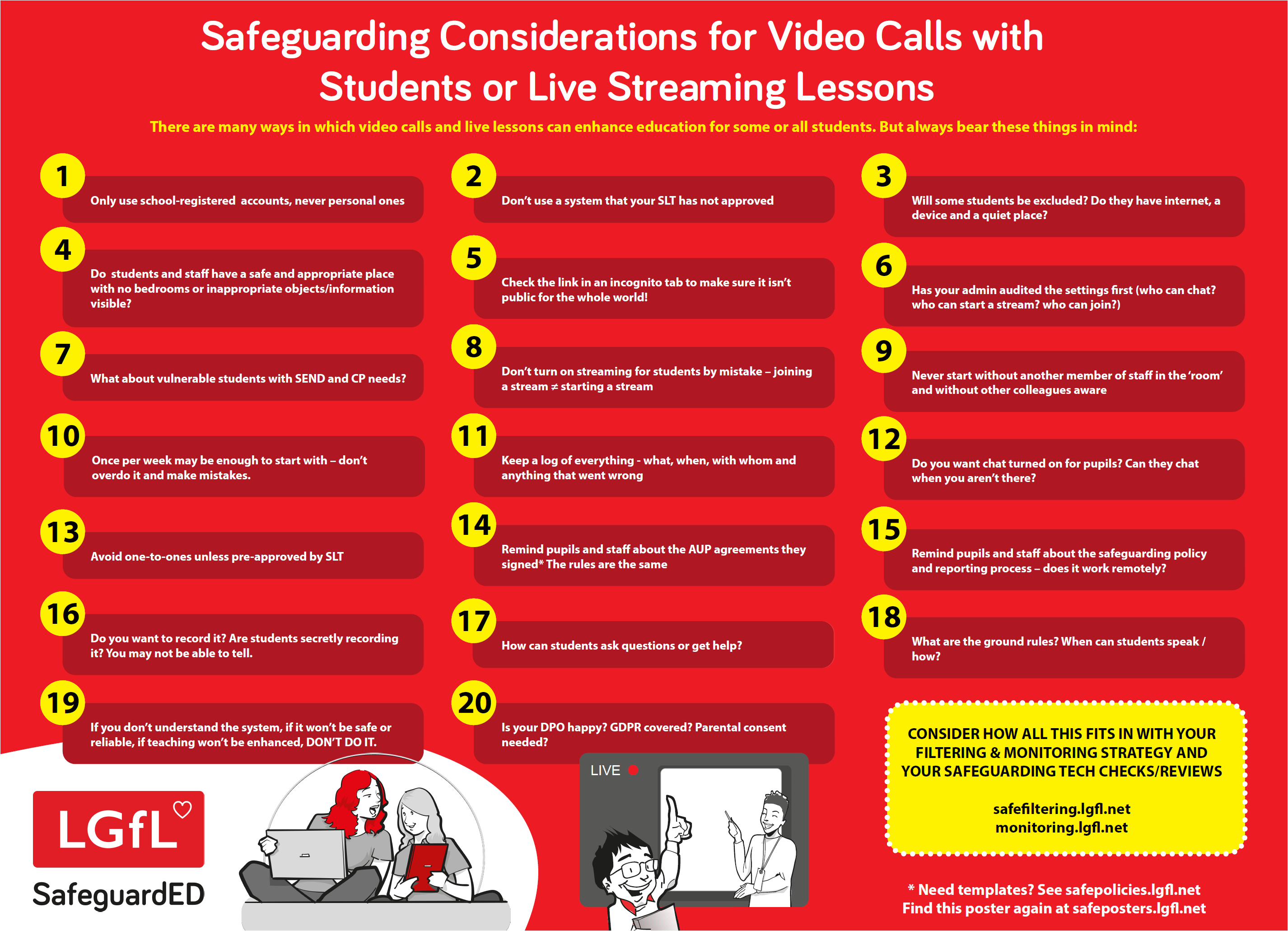 Our downloadable poster fo staying safe on student video calls and live lessons